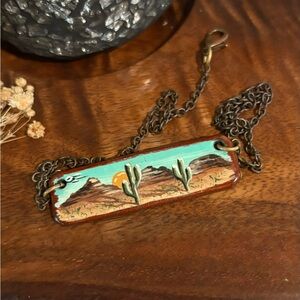 Nifty Gypsy Originals Custom “Live By the Sun” Leather Bar Necklace